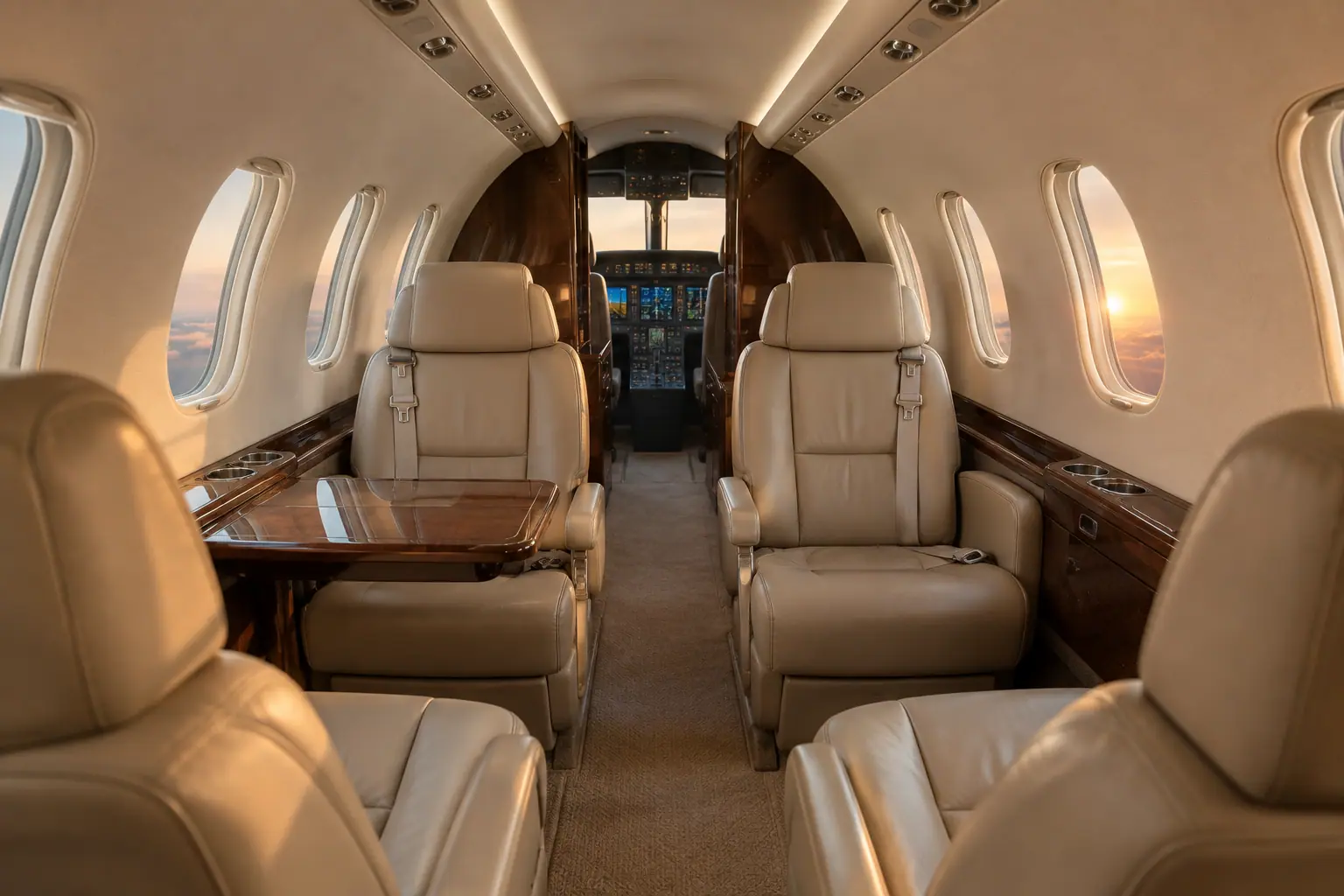 Super-midsize jet cabin interior