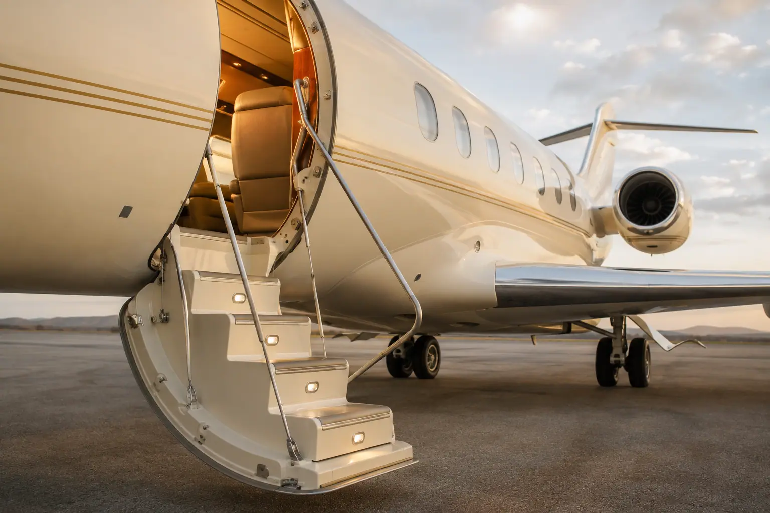 Open airstair of a private jet