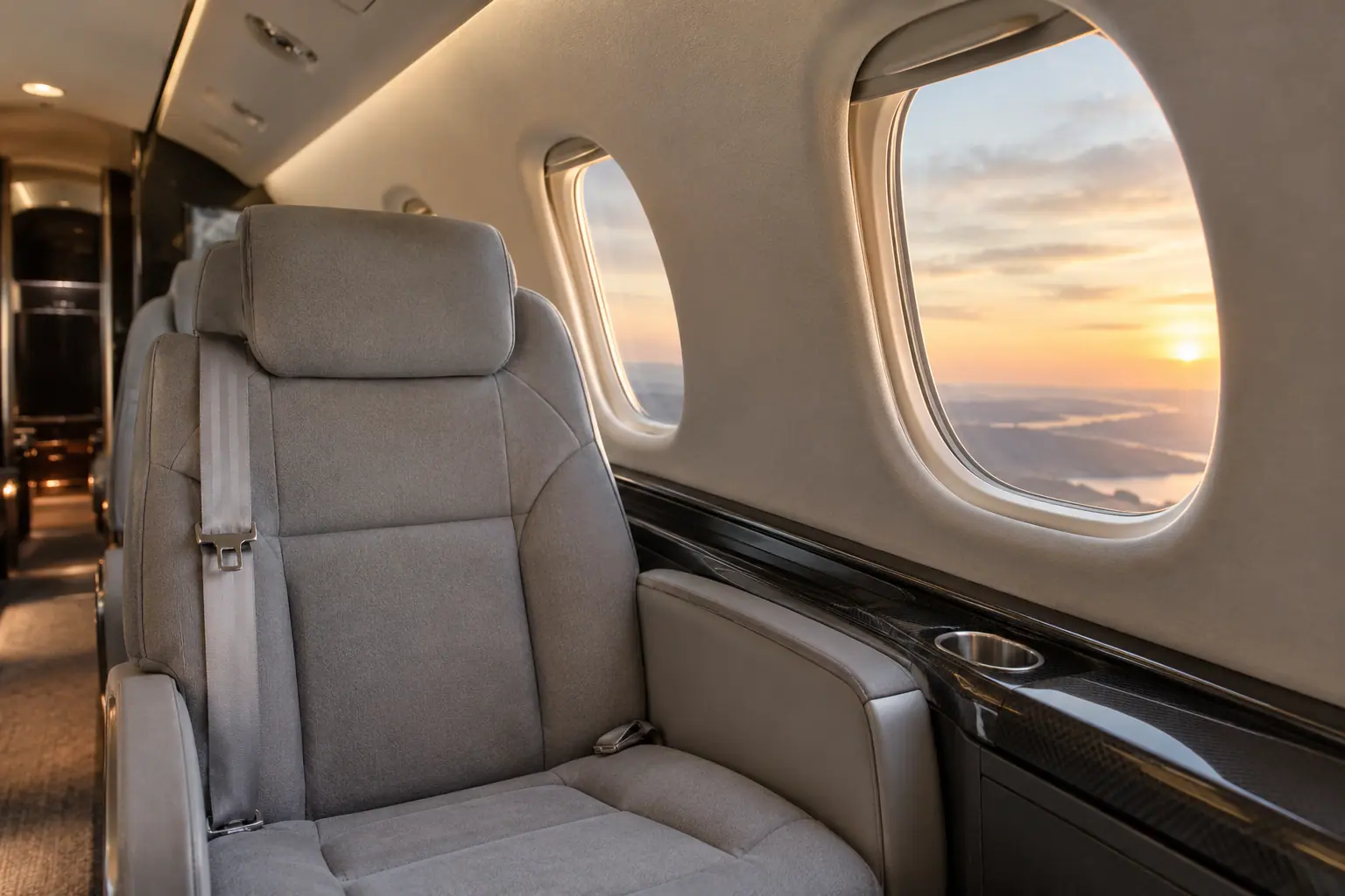 Midsize jet cabin interior