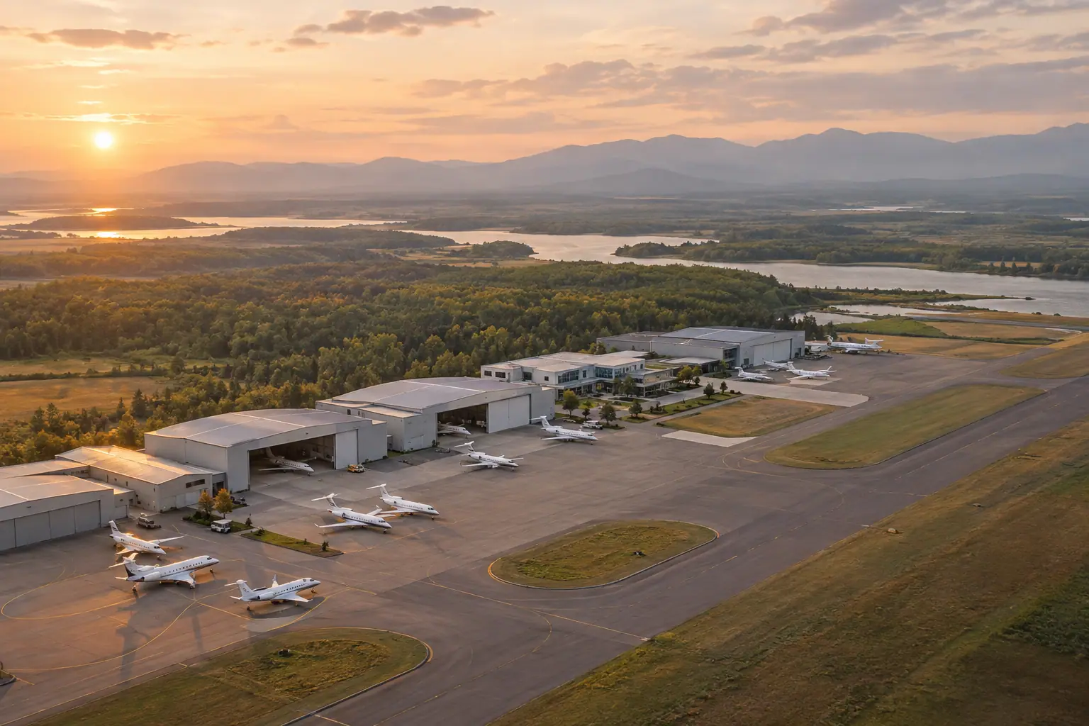Business aviation ramp near the US